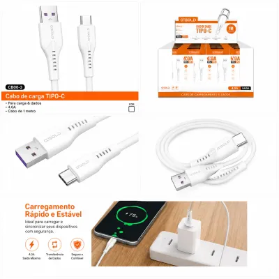 Cabo de carregamento USB-C αGOLD CB06-3 1 metro 4.8A