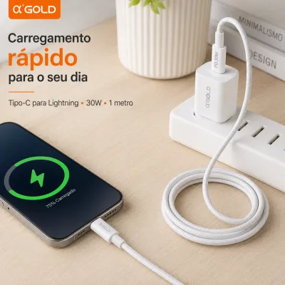Cabo de dados α GOLD PRO 30W PD, Type-C para Lightning, compatível com iPhone 14 Pro Max