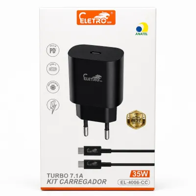 ELETRO 35W 快速充电器套件，型号 EL-4006-CC，黑色，支持 7.1A