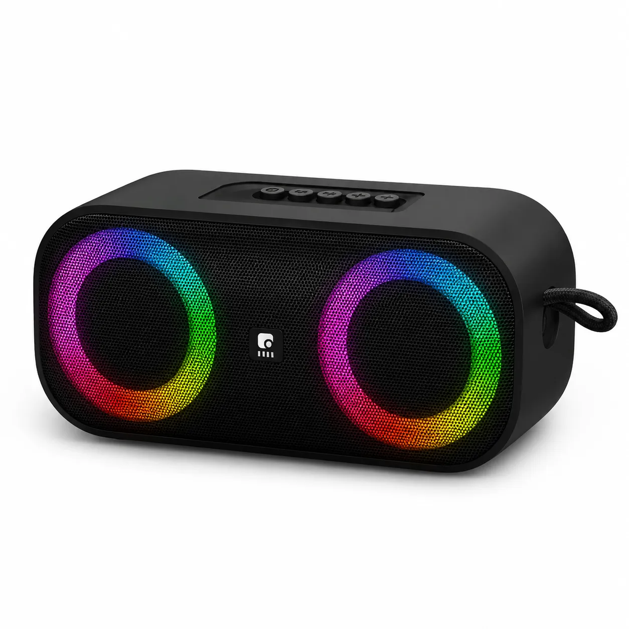Conex SOM-0166 Caixa de Som Portátil 2x2 Polegadas com Luz Colorida, Ideal para Uso ao Ar Livre