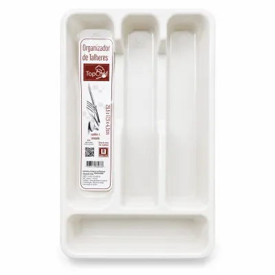 Organizador de Talheres TopChef, material plástico, ideal para organização de cozinha, cor branca, tamanho: 28,5x15,5cm