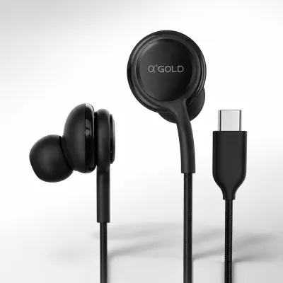 Fone de ouvido α'GOLD FN-A19L com conector Tipo-C, cor preta