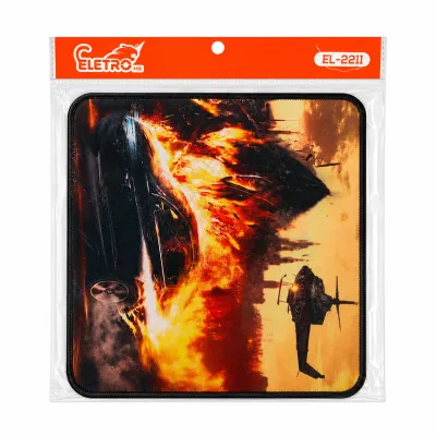 El-2211 Mouse pad Eletro para jogos, tema de batalha em chamas, resistente e antiderrapante, ideal para jogos e escritório