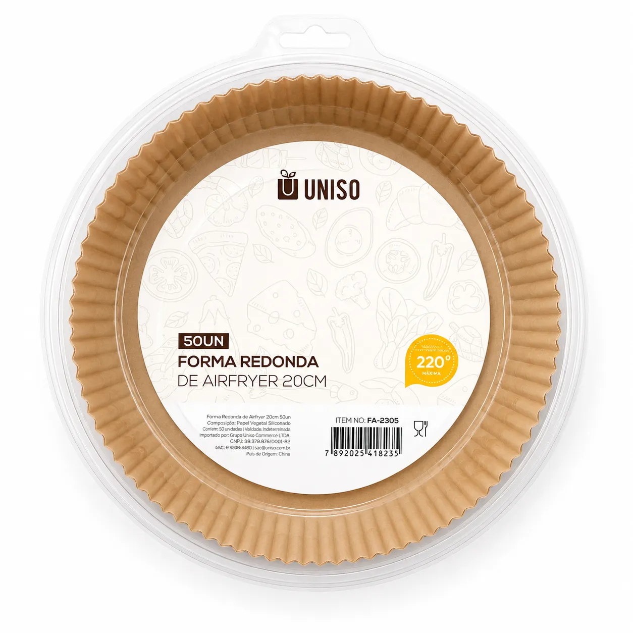 UNISO Forma Redonda de Airfryer 20cm, 50 unidades