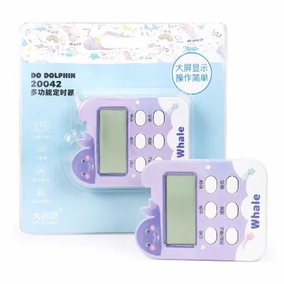 鲸鱼电子计时器，便携式厨房计时器，带LCD显示屏，适合烘焙和烹饪