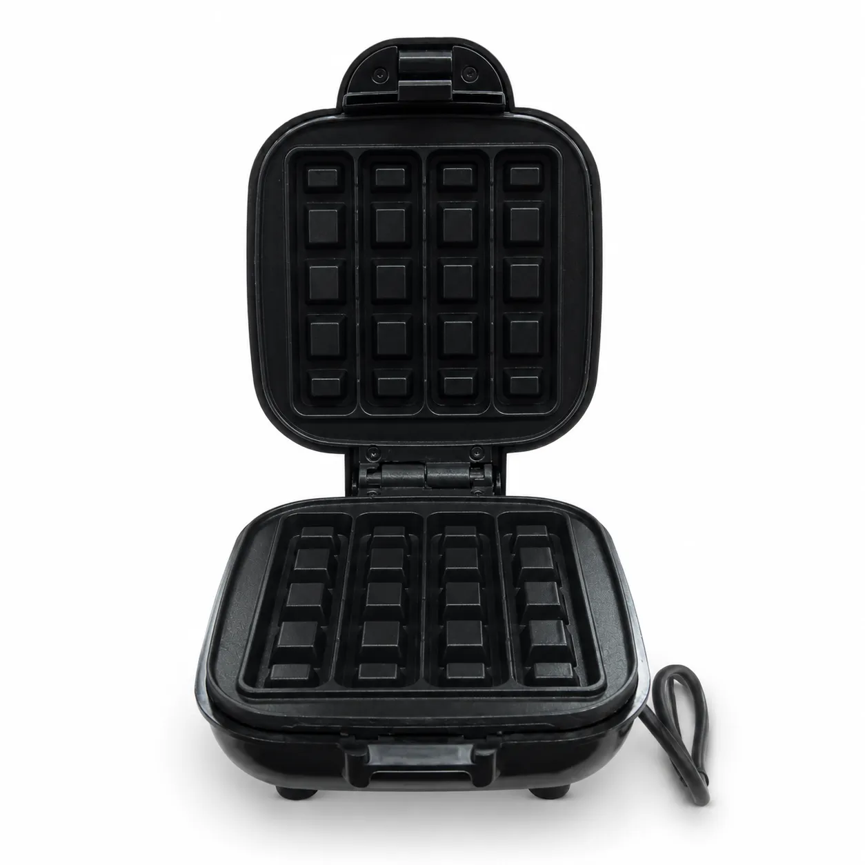 Máquina de waffles multifuncional, preta, ideal para uso doméstico, fácil de limpar