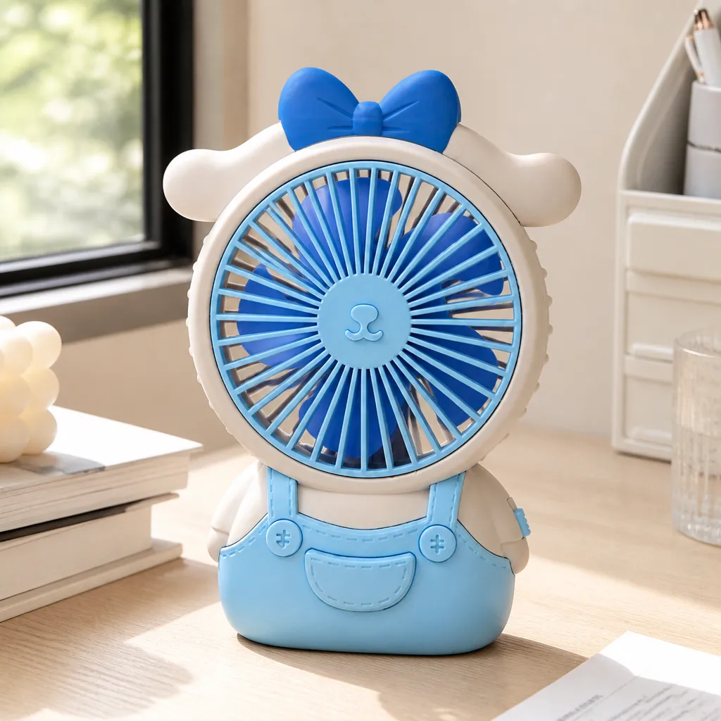 Mini ventilador portátil, adequado para maiores de 3 anos, disponível nas cores azul, rosa e roxo