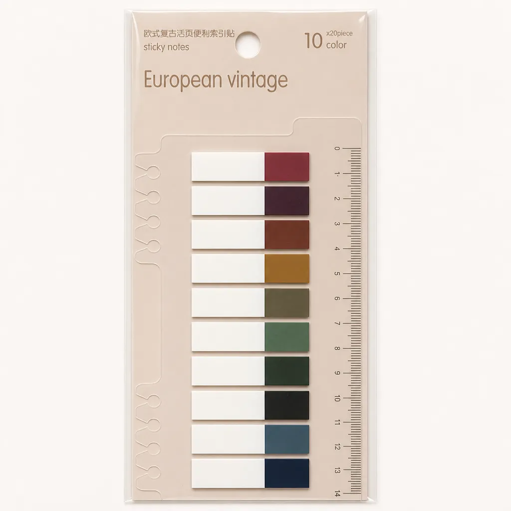 Notas adesivas estilo vintage europeu 10 cores, essenciais para escritório e estudo