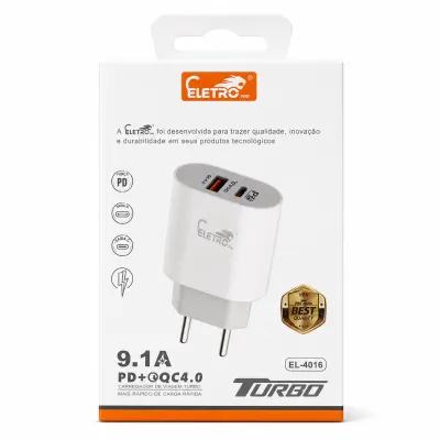 Carregador ELETRO 9.1A, suporte PD+QGC4.0, modelo EL-4016