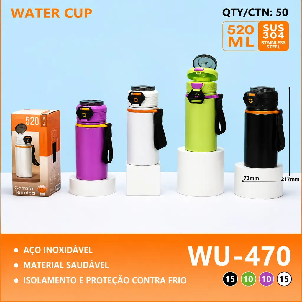 不锈钢水杯 WU-470,520毫升,保温防漏,适合户外运动