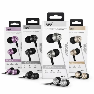 Fones de ouvido Hi-Fi estéreo AL-T2, disponíveis em quatro cores, ideais para música e chamadas