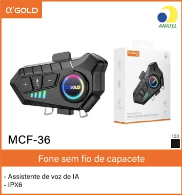 α GOLD MCF-36 Fone sem fio, resistente à água IPX6, assistente de voz IA, ideal para esportes