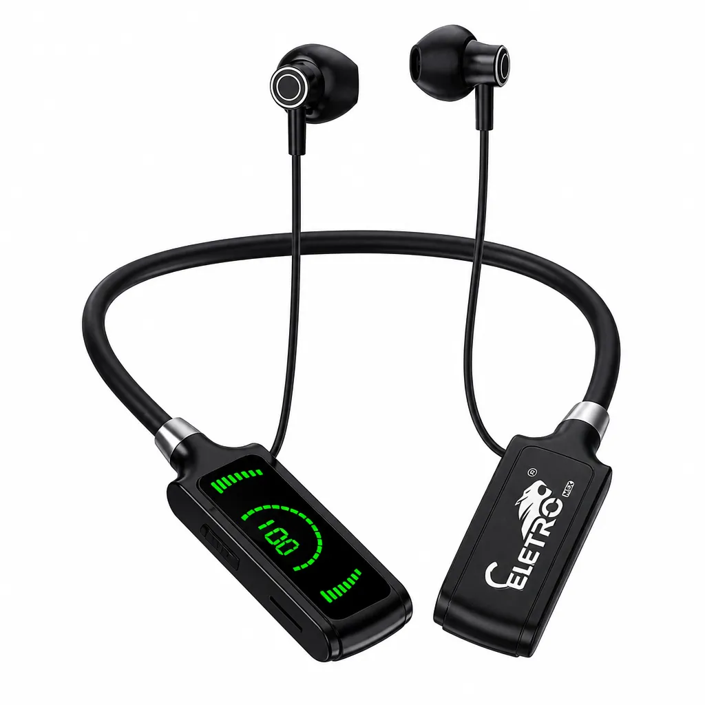 ELETRO EL-1433 Fones de Ouvido Neckband, Carregamento Tipo-C, Design à Prova de Suor, Qualidade de Som Pura