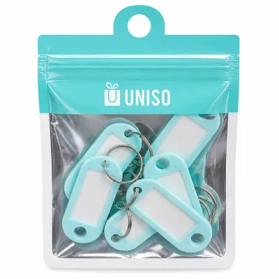 Conjunto de 4 etiquetas de chave UNISO, azul, ideal para identificação de categorias