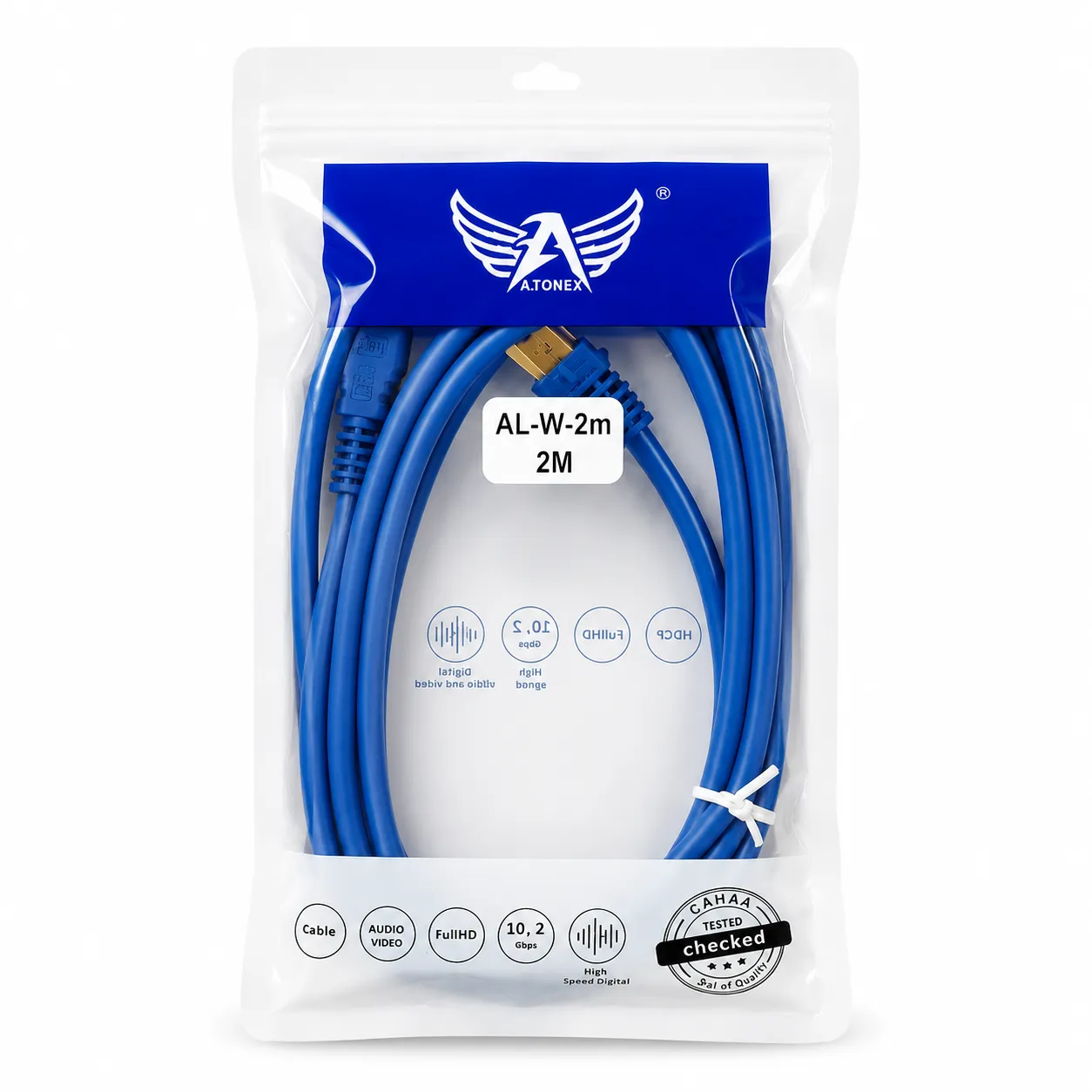 Cabo áudio e vídeo ALTOMEX AL-W-2M 2 metros azul, suporte Full HD, compatível com vários dispositivos