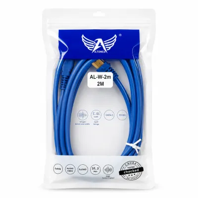 Cabo áudio e vídeo ALTOMEX AL-W-2M 2 metros azul, suporte Full HD, compatível com vários dispositivos