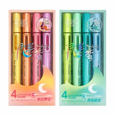 Kit de 4 canetas iluminadoras Shimmer Moonlight, brilho duradouro