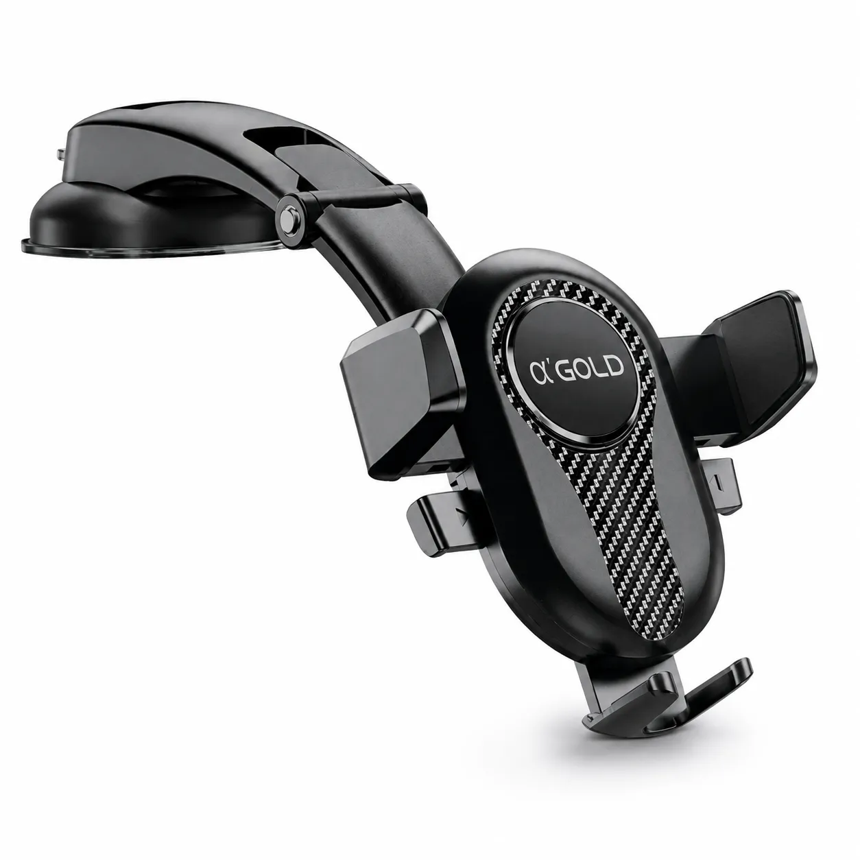 Suporte Veicular Universal α'GOLD SPC-04, preto, design estável, compatível com vários smartphones