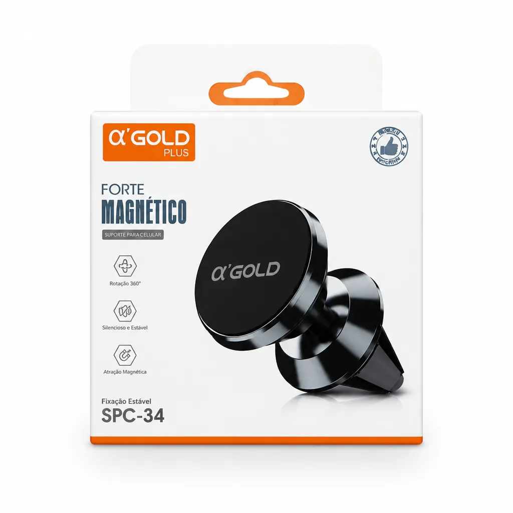 α GOLD PLUS 磁性手机支架 SPC-34，黑色，灵活设计，适用于各种手机