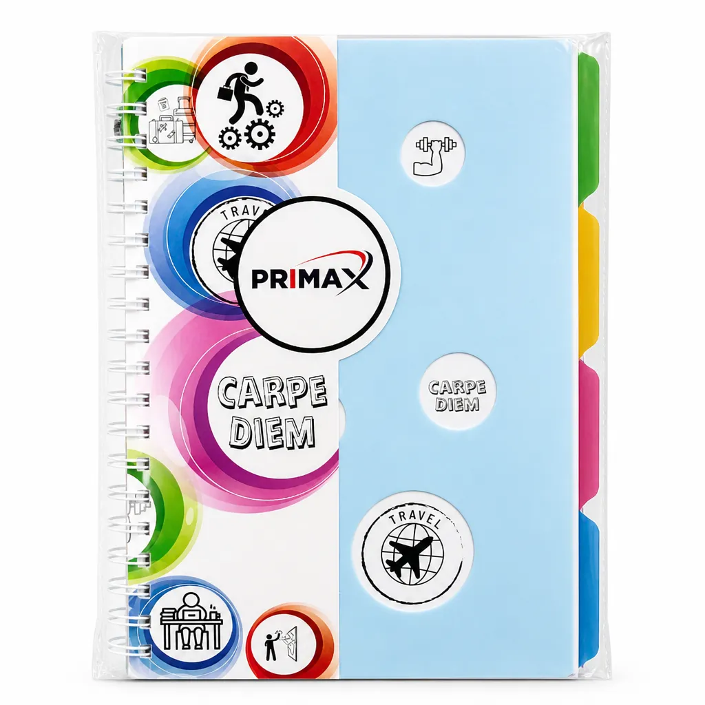 Agenda PRIMAX Carpe Diem, ideal para anotações de fitness e viagens