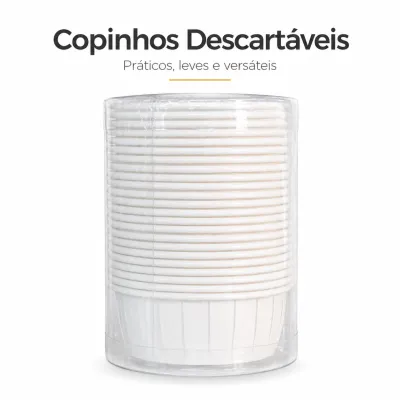 Copos plásticos descartáveis 100 unidades Branco, ideal para festas e eventos