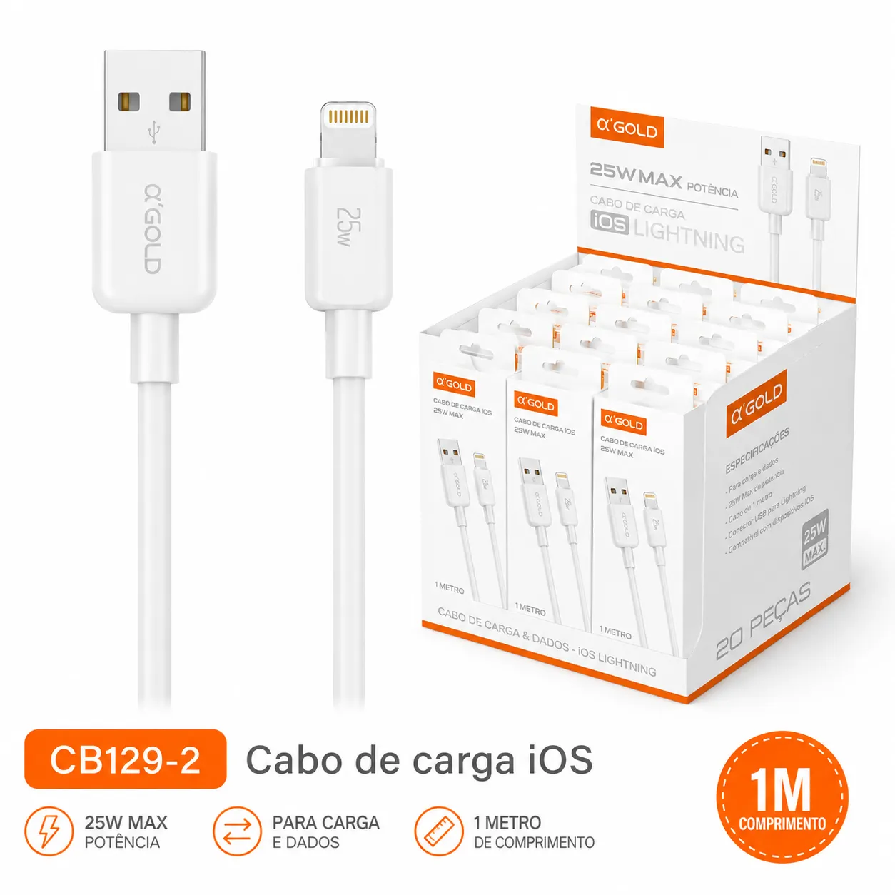 Cb129-2 Cabo de Carga Turbo αGOLD PLUS 25W IOS 1 metro