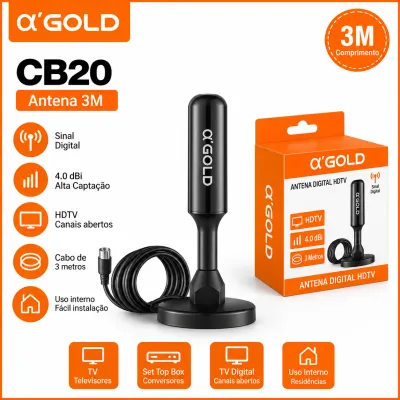 Antena Digital HDTV αGOLD CB20 3m 4.0 dBi Recepção de Sinal