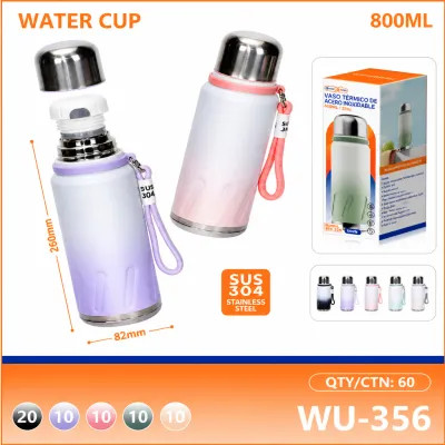 Copo de água WU-356, 800ml, aço inox 304, cor gradiente, com alça