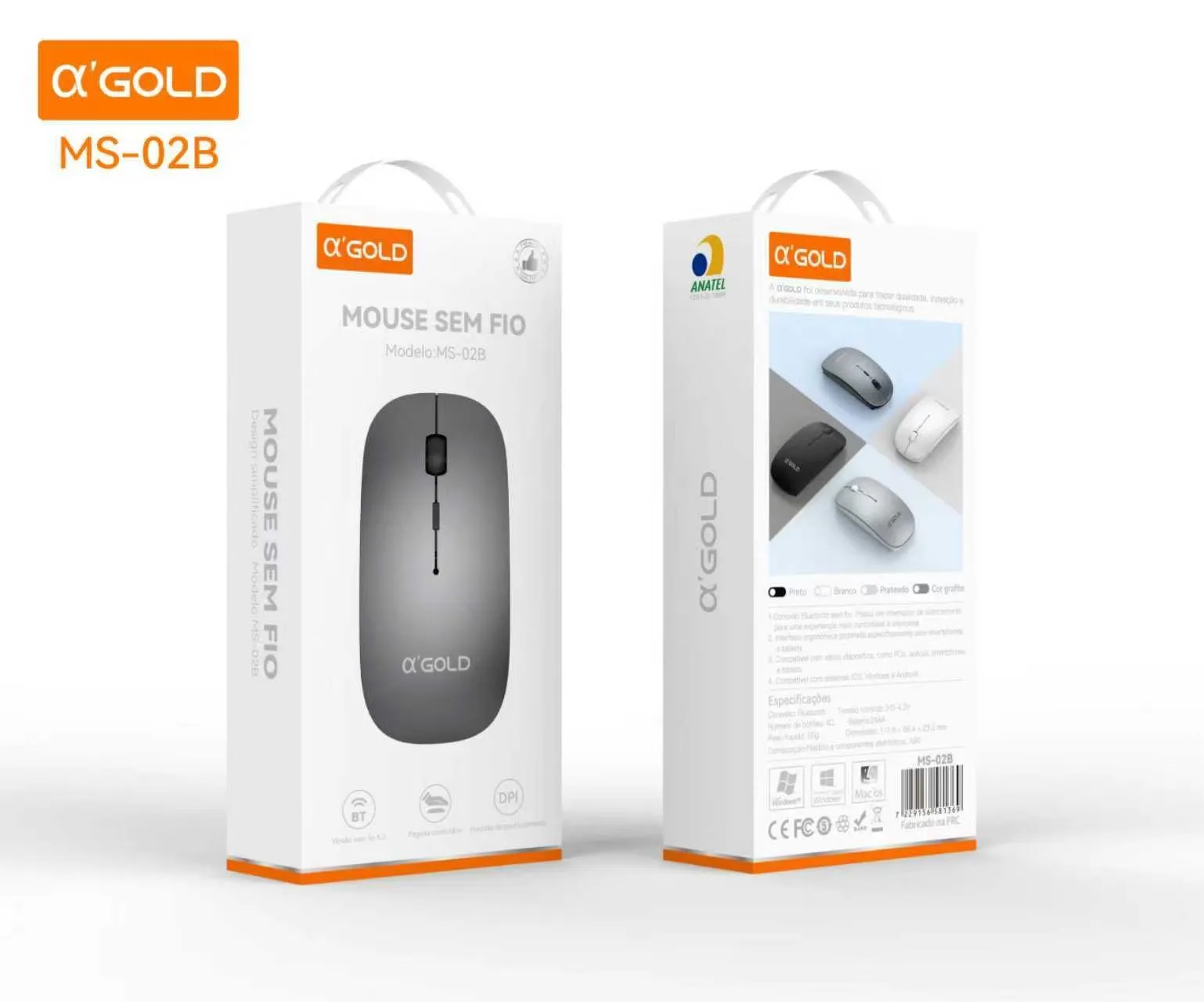 α GOLD Mouse Sem Fio MS-02B, Leve e Portátil para Computador