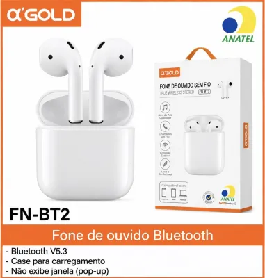 Fone de ouvido Bluetooth α'GOLD FN-BT2 Sem Fio com Estojo de Carregamento