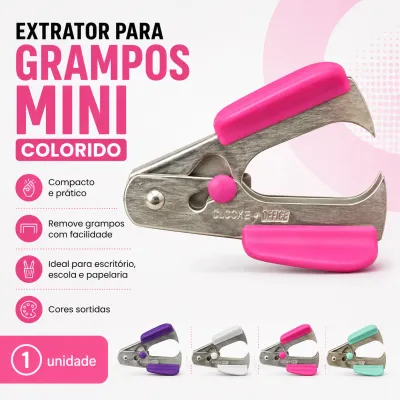Removedor de grampo mini colorido, design compacto, ideal para escritório e escola, várias cores disponíveis