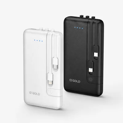 Bte-28 Power Bank α'GOLD 10000mAh, compatível com USB, Lightning e Type-C, design portátil