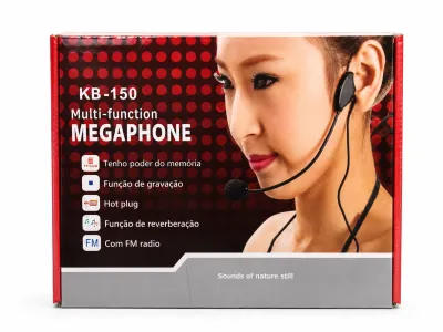 Megafone multifuncional KB-150, com função de gravação, plugue quente e rádio FM, ideal para várias ocasiões