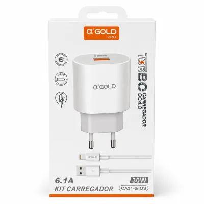 Ca31-6 αGOLD PRO 30W快充充电器套件，6.1A，包含USB-C数据线