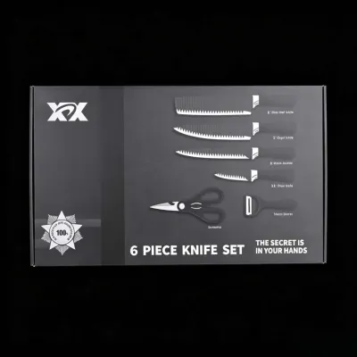 Conjunto de facas XD com 6 peças, inclui várias facas, ideal para uso na cozinha, afiadas e duráveis