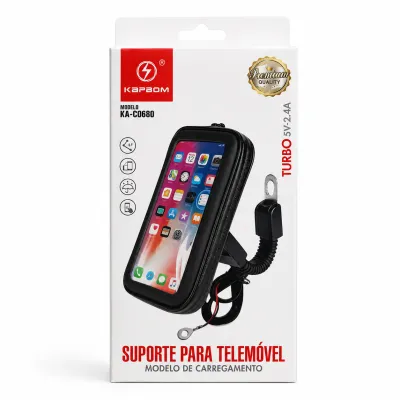 Suporte para celular KAPBOM KA-CO680 com carregamento, preto, compatível com vários modelos