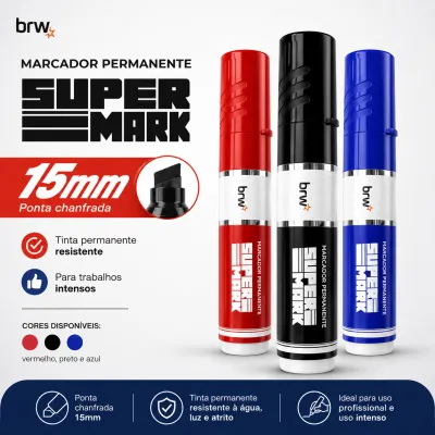 BRW Marcador Super 15mm - Cores: vermelho, preto, azul, durável para escrever preços promocionais em supermercados