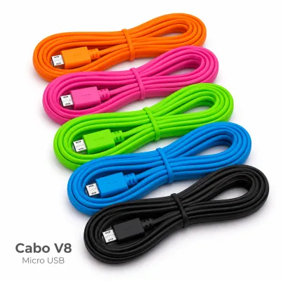 Cabo de nylon colorido v8, adequado para vários dispositivos