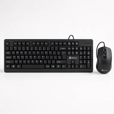Conjunto de teclado e mouse com fio ONEX JP-2517, preto, compatível com computador