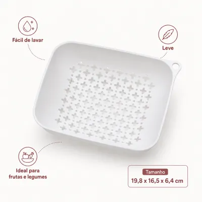 Cesto de drenagem de alimentos, branco, tamanho: 34x26x4cm, adequado para cozinha
