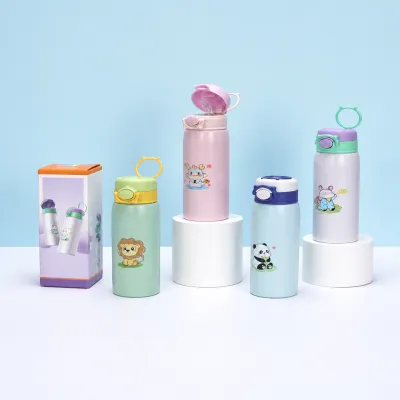 Copo de água WU-568 500ml, material inox 304, design fofo e cartoon
