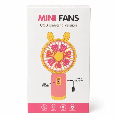Ventilador Mini USB recarregável, design de orelhas de coelho, ventilador portátil