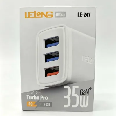LELONG Ultra LE-247 35W GaN 快充充电器，3个USB接口，Turbo Pro设计