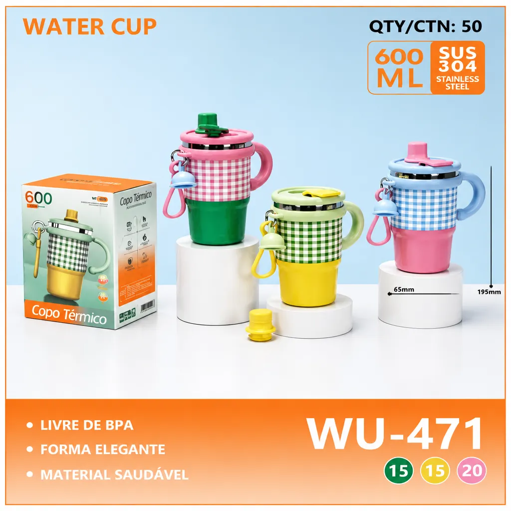 wu-471 不锈钢水杯 600ml 适合户外 颜色多样 BPA-free