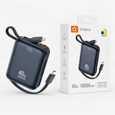 Powerbank αGOLD 10000mAh BTE-105, carregamento rápido de 45W, azul