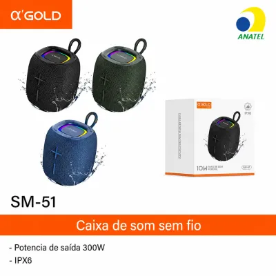 Caixa de som sem fio αGOLD SM-51, potência de saída de 300W, IPX6 à prova d'água, disponível em três cores