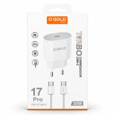 Ca31-3 α'GOLD Pro 30W快充充电器，USB-C接口，适用于17 Pro