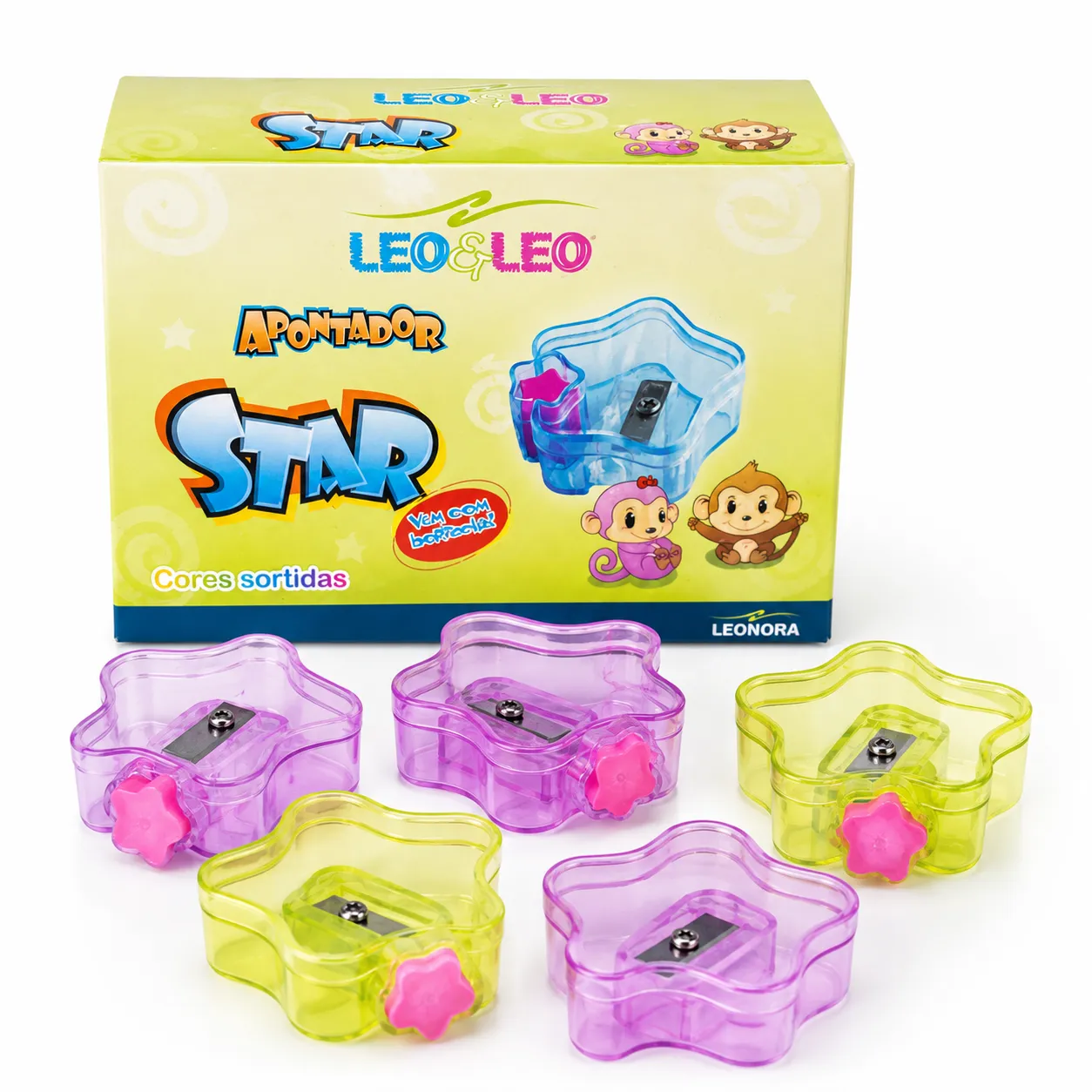 套装12个 LEO&LEO 星星形状铅笔削,颜色多样,适合儿童使用
