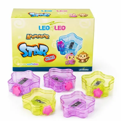 kit Afiador com 12un de lápis em forma de estrela LEO&LEO, cores sortidas, ideal para crianças