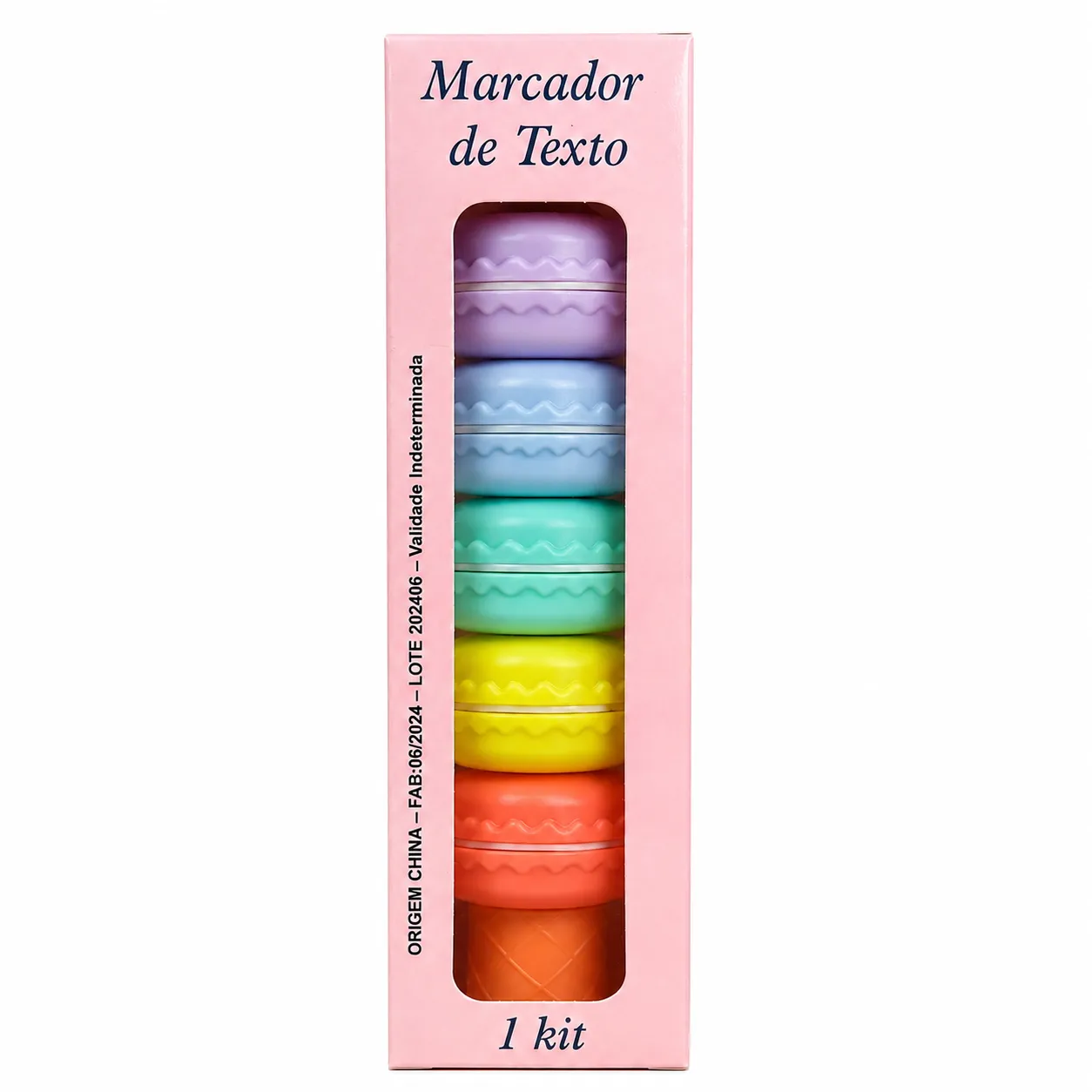 Conjunto de marcadores coloridos 6 peças, ideal para escrita e marcação